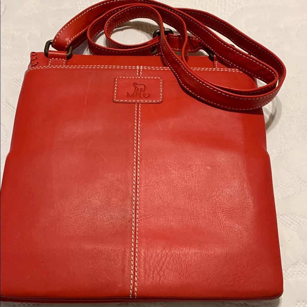 MILO Red Leather Crossbody Bag